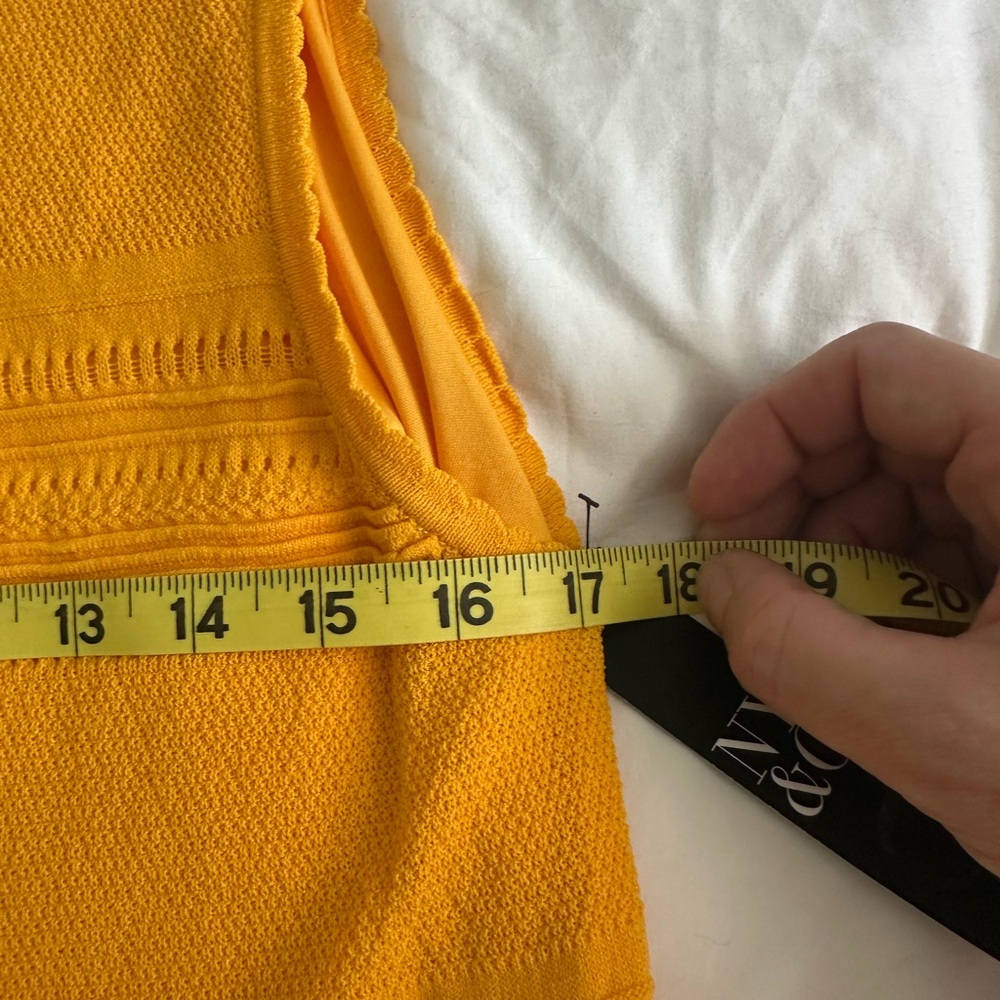 New York & Company Yellow Ribbed Scoop Neck Midi Dress - Picture 8 of 9